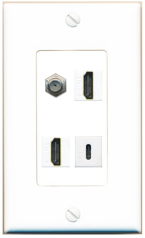 RiteAV COAX 2 HDMI USBC Wall Plate [White]