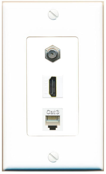 COAX HDMI PHONE Wall Plate [White]