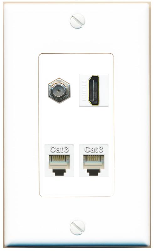 RiteAV COAX HDMI 2 PHONE Wall Plate [White]