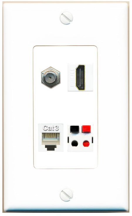 RiteAV COAX HDMI PHONE SPEAKER Wall Plate [White]