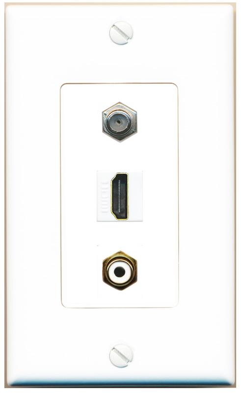 COAX HDMI RCA-WHITE Wall Plate [White]