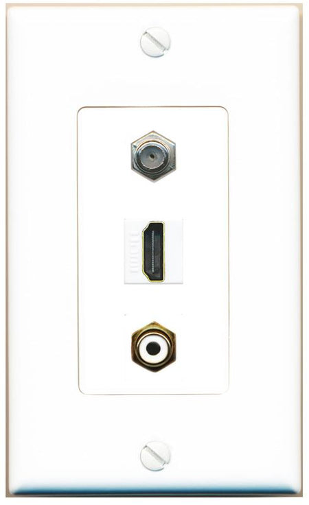 COAX HDMI RCA-WHITE Wall Plate [White]