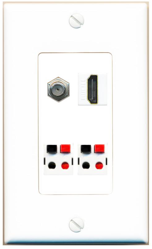 RiteAV COAX HDMI 2 SPEAKER Wall Plate [White]