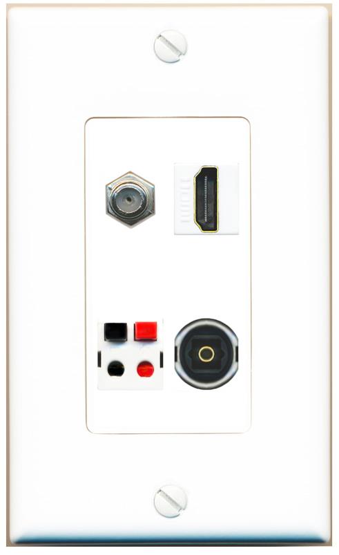 RiteAV COAX HDMI SPEAKER TOSLINK Wall Plate [White]