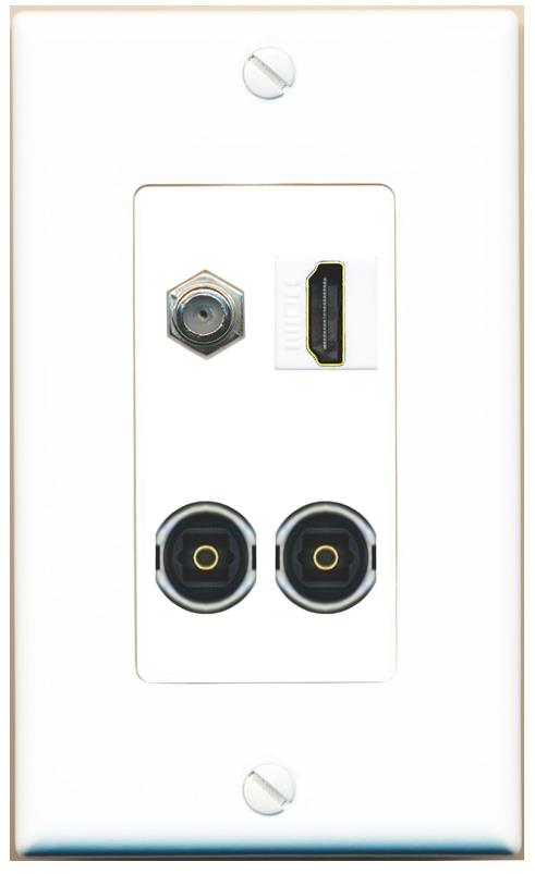 RiteAV COAX HDMI 2 TOSLINK Wall Plate [White]