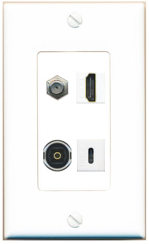 RiteAV COAX HDMI TOSLINK USBC Wall Plate [White]