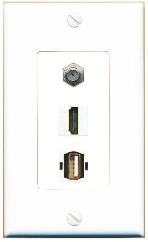 COAX HDMI USB2 Wall Plate [White]
