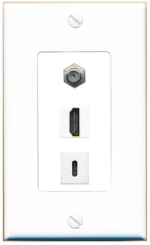 COAX HDMI USBC Wall Plate [White]