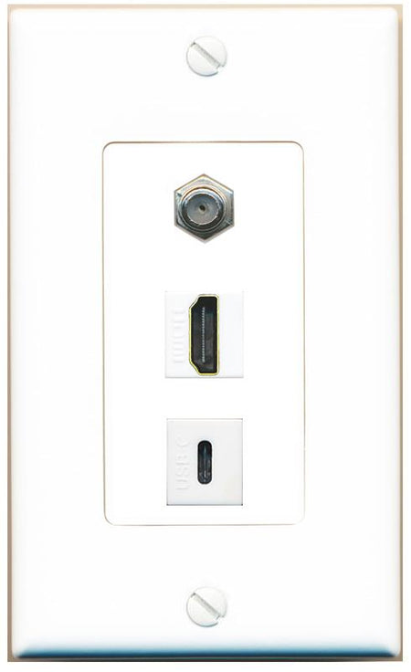 COAX HDMI USBC Wall Plate [White]