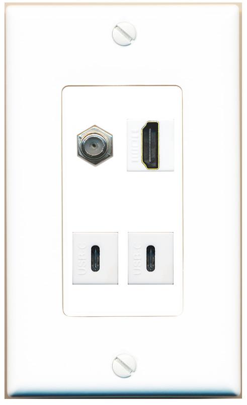RiteAV COAX HDMI 2 USBC Wall Plate [White]