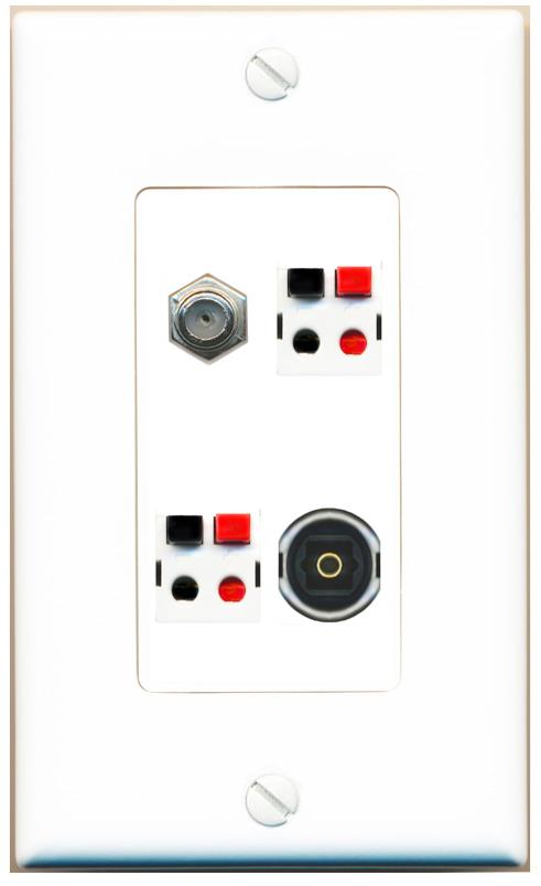 RiteAV COAX 2 SPEAKER TOSLINK Wall Plate [White]