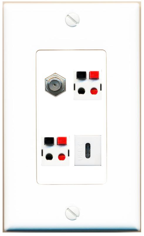 RiteAV COAX 2 SPEAKER USBC Wall Plate [White]
