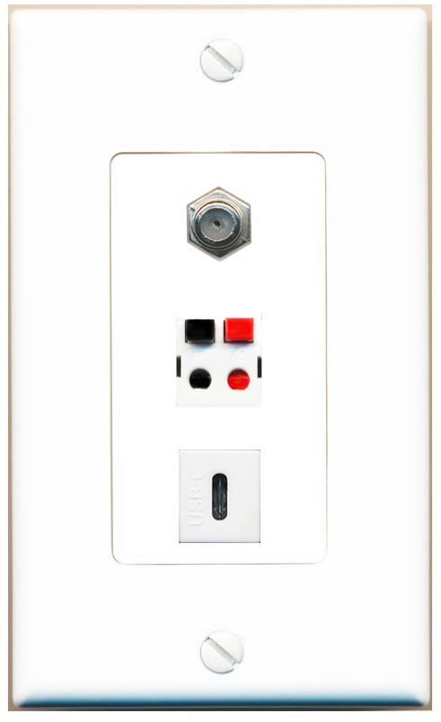 COAX SPEAKER USBC Wall Plate [White]