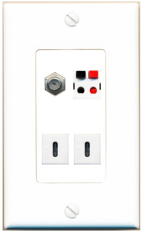 RiteAV COAX SPEAKER 2 USBC Wall Plate [White]