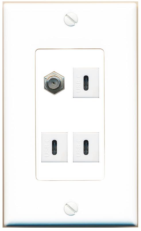 RiteAV COAX 3 USBC Wall Plate [White]