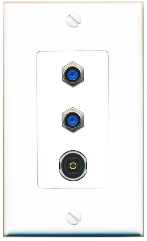 2 F81 TOSLINK Wall Plate [White]