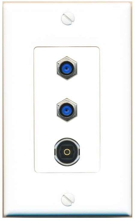 2 F81 TOSLINK Wall Plate [White]