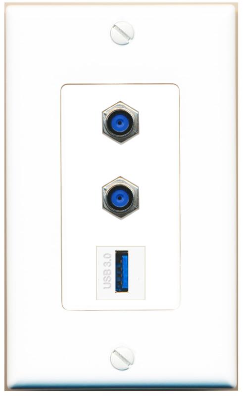 2 F81 USB-3 Wall Plate [White]