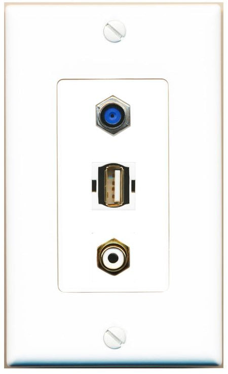 F81 RCA-WHITE USB2 Wall Plate [White]