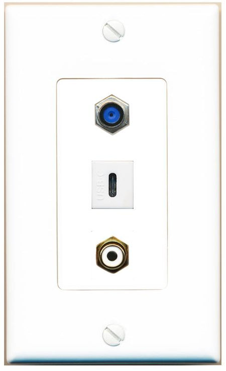 F81 RCA-WHITE USBC Wall Plate [White]