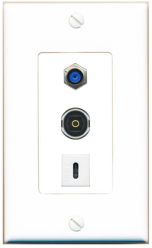 F81 TOSLINK USBC Wall Plate [White]