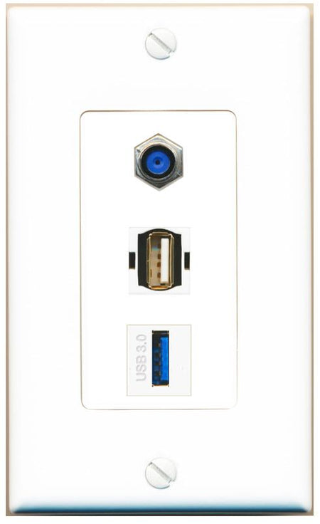 F81 USB-3 USB2 Wall Plate [White]