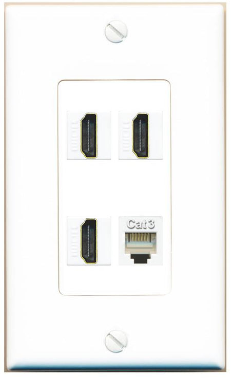 RiteAV 3 HDMI PHONE Wall Plate [White]