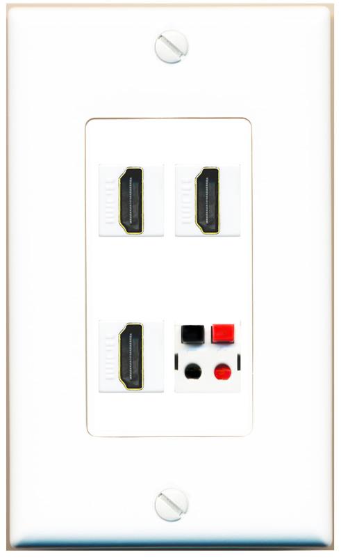 RiteAV 3 HDMI SPEAKER Wall Plate [White]