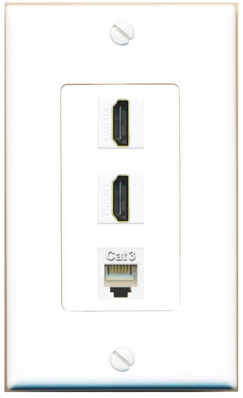 2 HDMI PHONE Wall Plate [White]