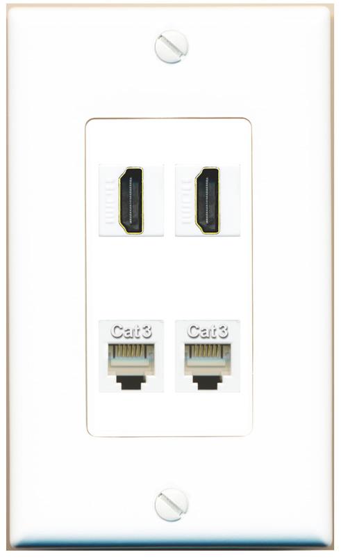 RiteAV 2 HDMI 2 PHONE Wall Plate [White]