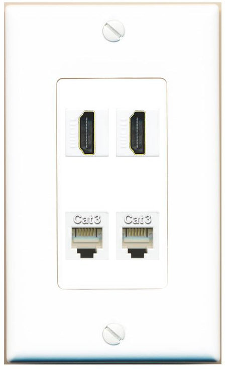 RiteAV 2 HDMI 2 PHONE Wall Plate [White]