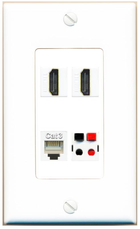 RiteAV 2 HDMI PHONE SPEAKER Wall Plate [White]