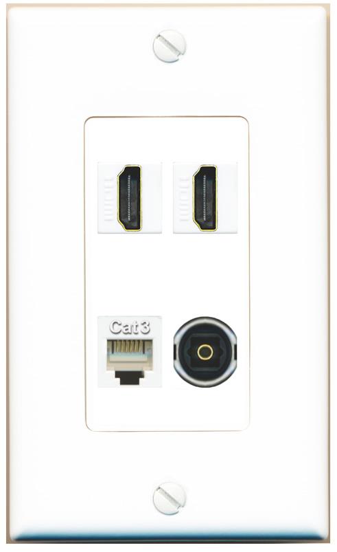 RiteAV 2 HDMI PHONE TOSLINK Wall Plate [White]