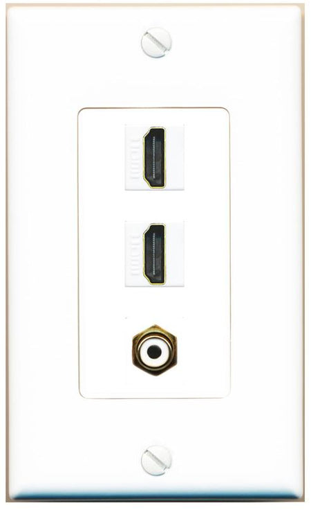 2 HDMI RCA-WHITE Wall Plate [White]