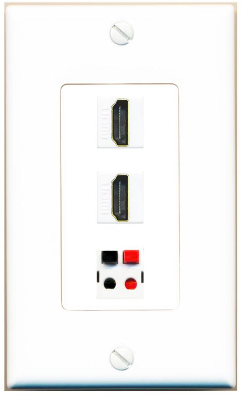 2 HDMI SPEAKER Wall Plate [White]