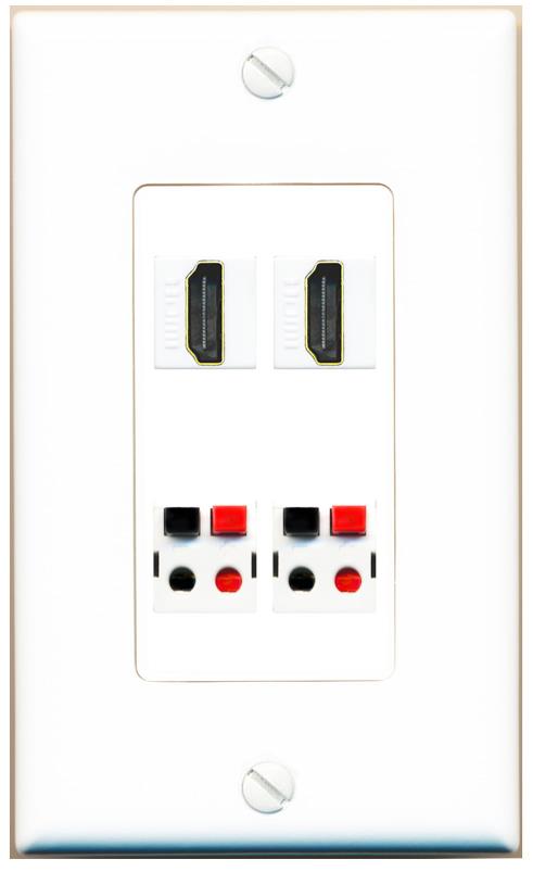 RiteAV 2 HDMI 2 SPEAKER Wall Plate [White]