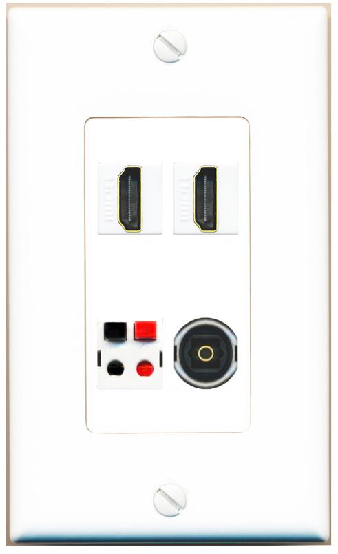 RiteAV 2 HDMI SPEAKER TOSLINK Wall Plate [White]