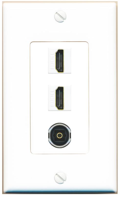 2 HDMI TOSLINK Wall Plate [White]