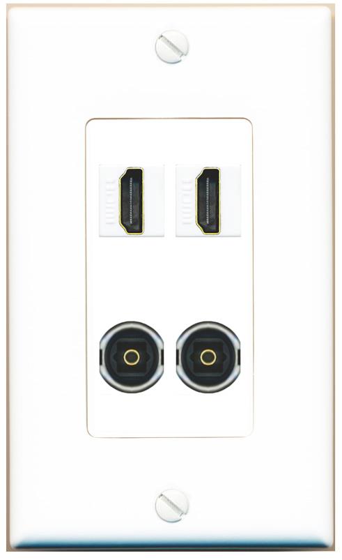 RiteAV 2 HDMI 2 TOSLINK Wall Plate [White]