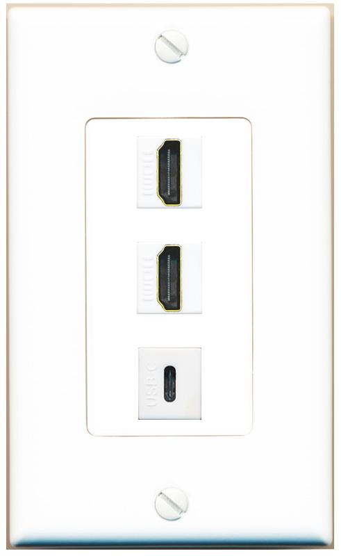 2 HDMI USBC Wall Plate [White]