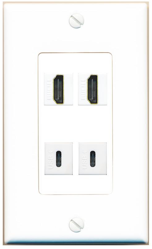 RiteAV 2 HDMI 2 USBC Wall Plate [White]