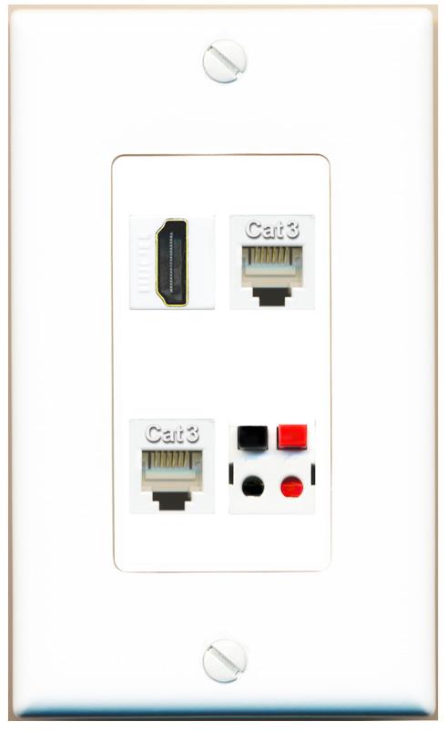 RiteAV HDMI 2 PHONE SPEAKER Wall Plate [White]