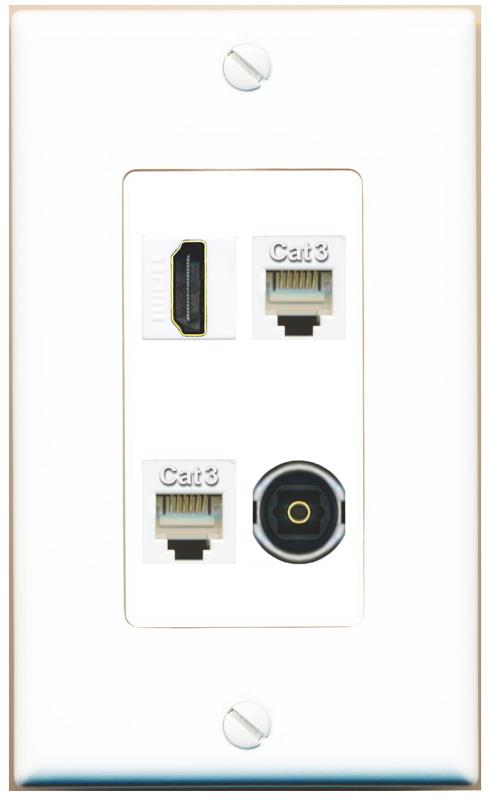 RiteAV HDMI 2 PHONE TOSLINK Wall Plate [White]