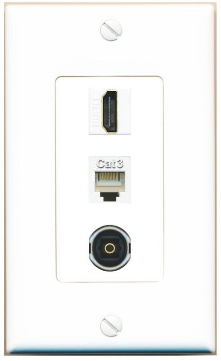 HDMI PHONE TOSLINK Wall Plate [White]