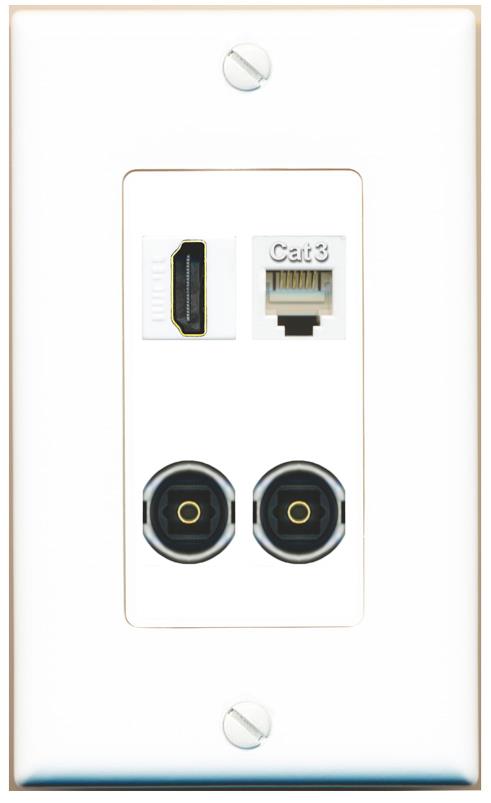 RiteAV HDMI PHONE 2 TOSLINK Wall Plate [White]