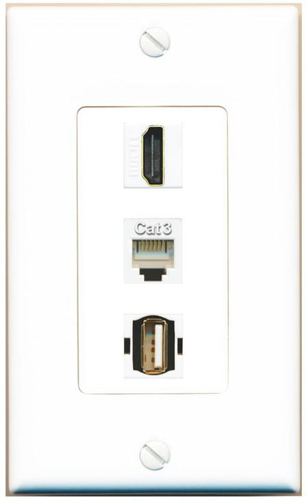 HDMI PHONE USB2 Wall Plate [White]