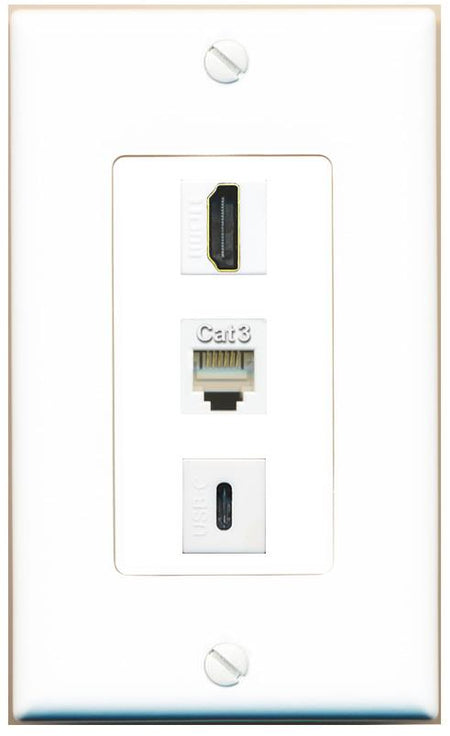 HDMI PHONE USBC Wall Plate [White]