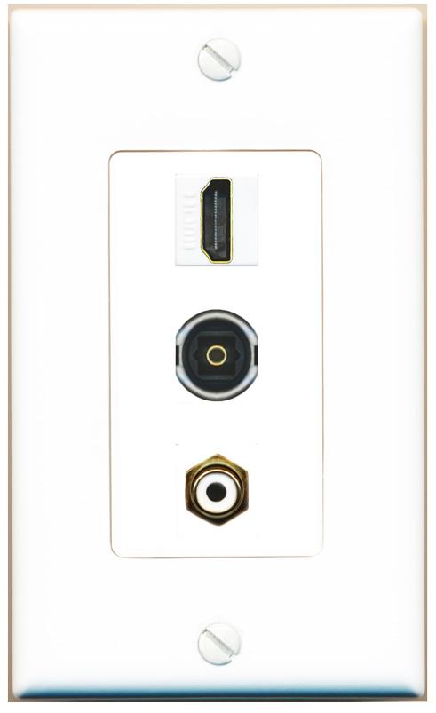 HDMI RCA-WHITE TOSLINK Wall Plate [White]