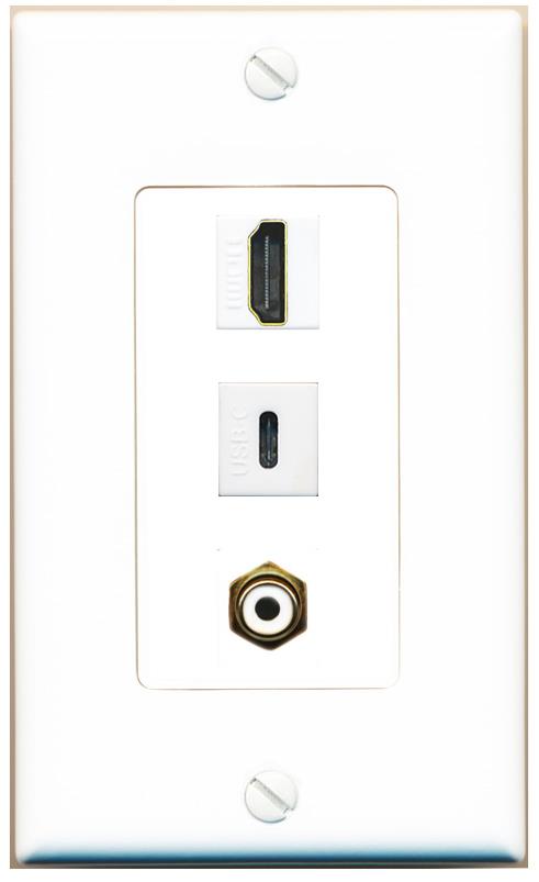 HDMI RCA-WHITE USBC Wall Plate [White]