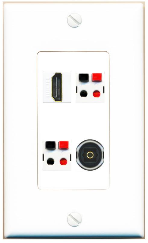 RiteAV HDMI 2 SPEAKER TOSLINK Wall Plate [White]